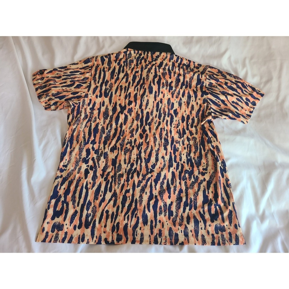 BYRDGANG Mens XXL Leopard Print Short Sleeve Golf Polo Shirt Colorful Collar - Picture 13 of 16